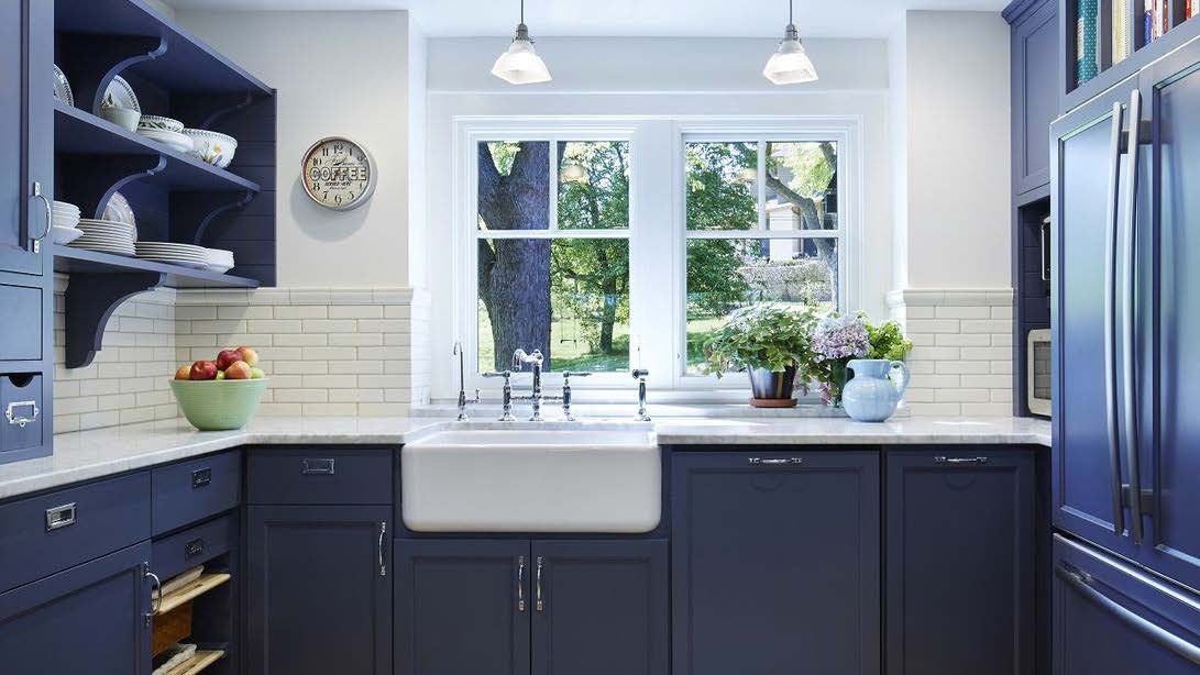 cabinets with blues and greens