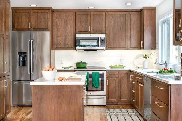 accentuate cabinets with wood